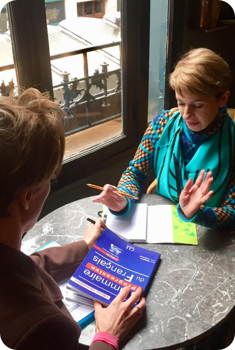 A French teacher assessing a student's level at French As You Like It, Paris