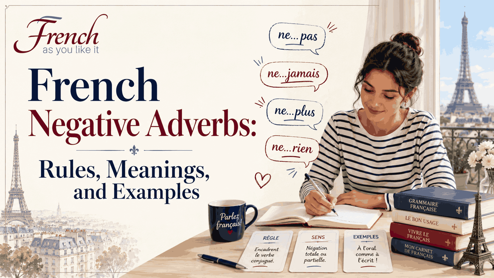 French Negative Adverbs. Know the Rules and Meanings with Examples